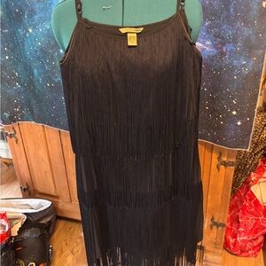 H&M Black Fringe Midi Dress